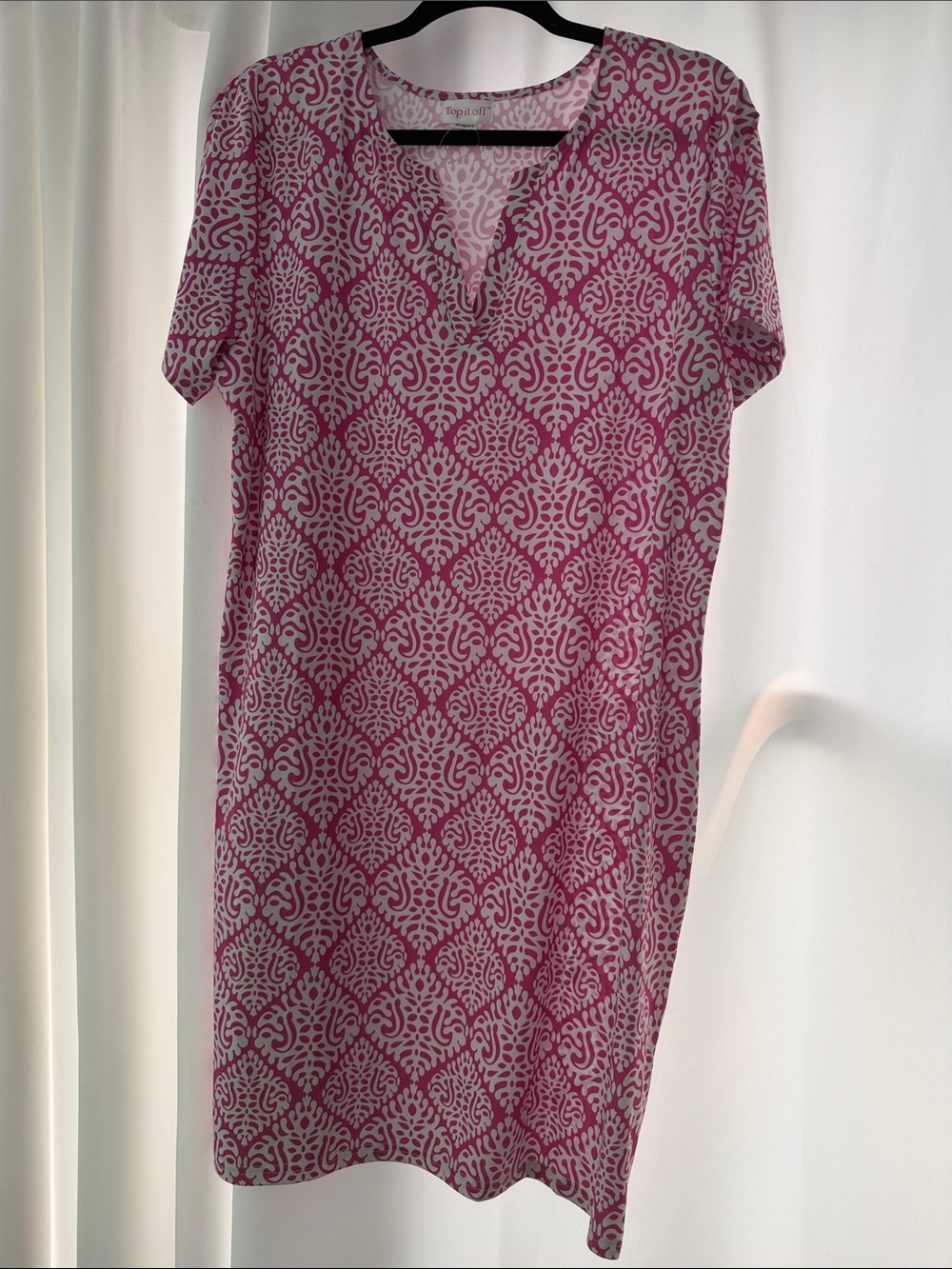 Short Sleeve Midi Dress in Pink Tile Print by Topshop